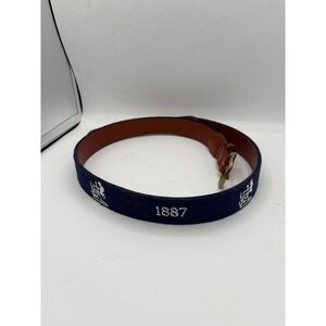 Smathers Branson Mens 38 Hand Stitched Needlepoint Belt 1887 Brass Buckle